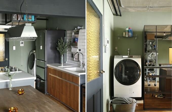 キッチンに洗濯機