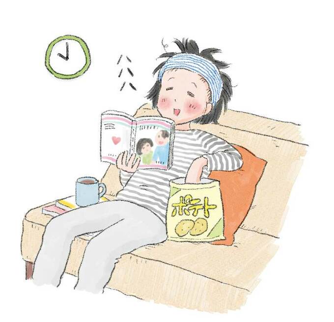 イラストソファに女性