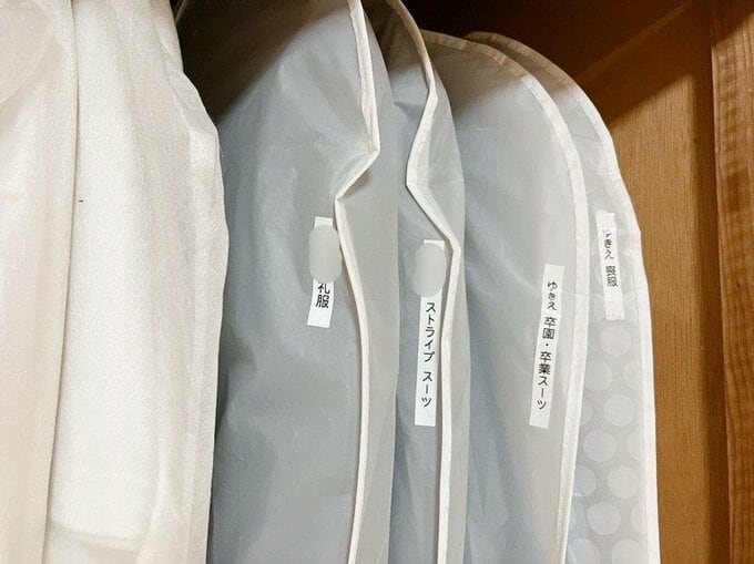 クローゼットの服にラベリングしている図