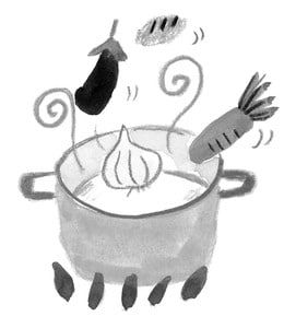 土曜のランチは具だくさんスープで冷蔵庫整理