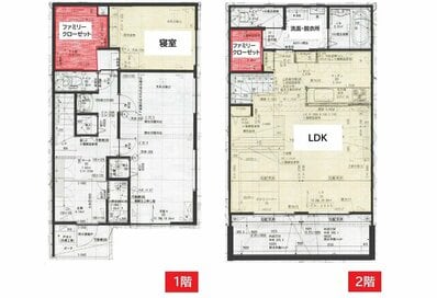 LDKと寝室近くにファミリークローゼットがある間取り。衣類管理＆お出かけがスムーズ