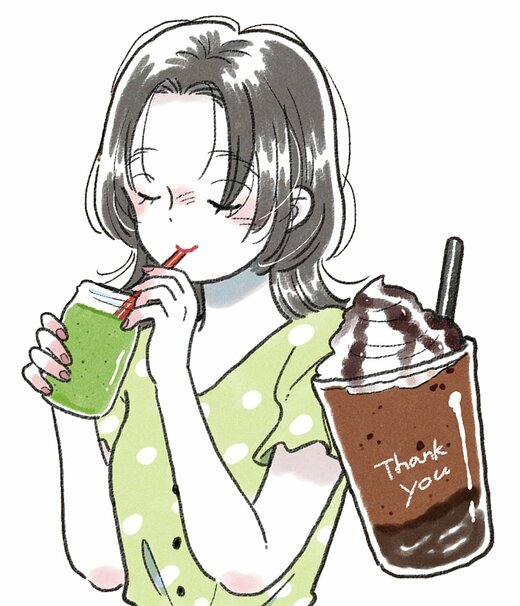 ジュースを飲む女性