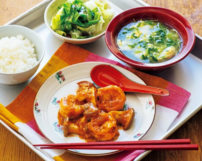 エビとエリンギのチリソース炒め