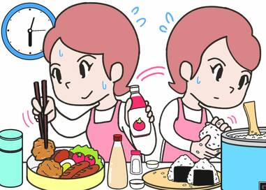 お弁当づくりにバタバタ…なにかが違う？5つ見つけたらエラい間違い探し