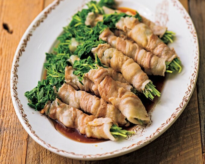 肉巻き豆苗のレンジ蒸し