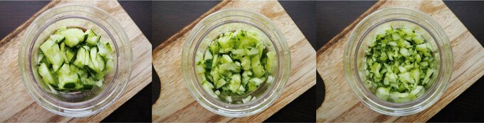 左:太め、中央:中くらい、右:細かく