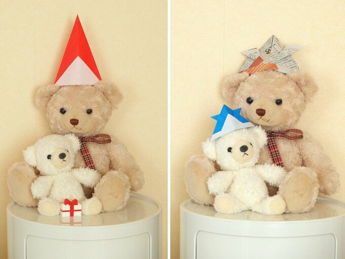 ヌイグルミにサンタ帽など