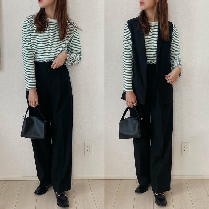 ボーダーTで気軽なお出かけコーデに