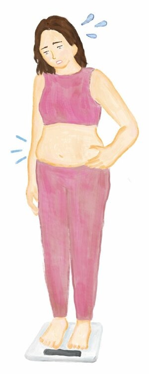 産後太りした女性イラスト