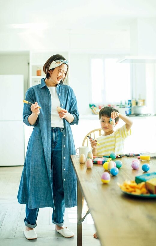 デニムとシャツワンピース