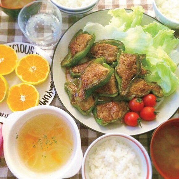 豆腐入りピーマンの肉詰め