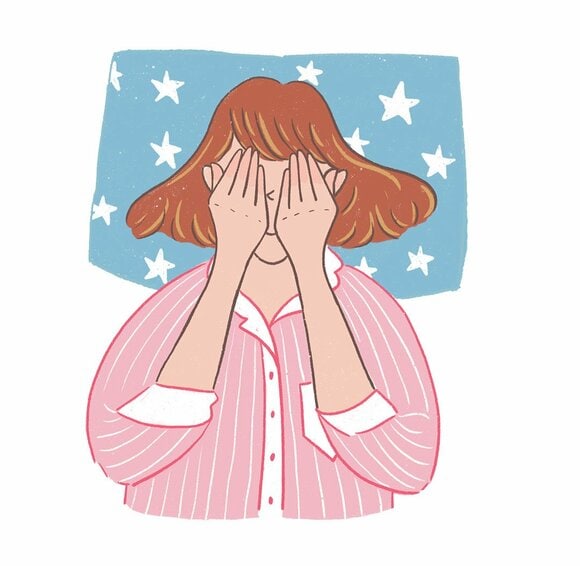 手のひらを目に当てる