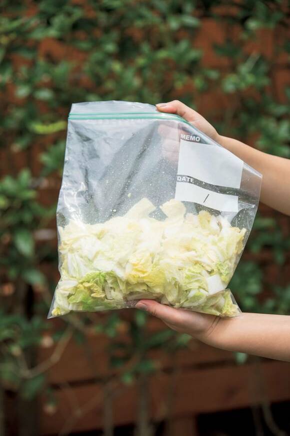 ジップロックに白菜