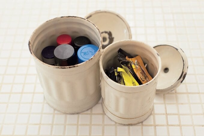 布バッグやバケツを使えば、残量がわかって使い忘れなし