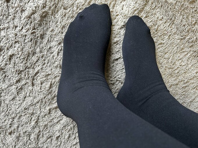 裏起毛タイツと履き比べ