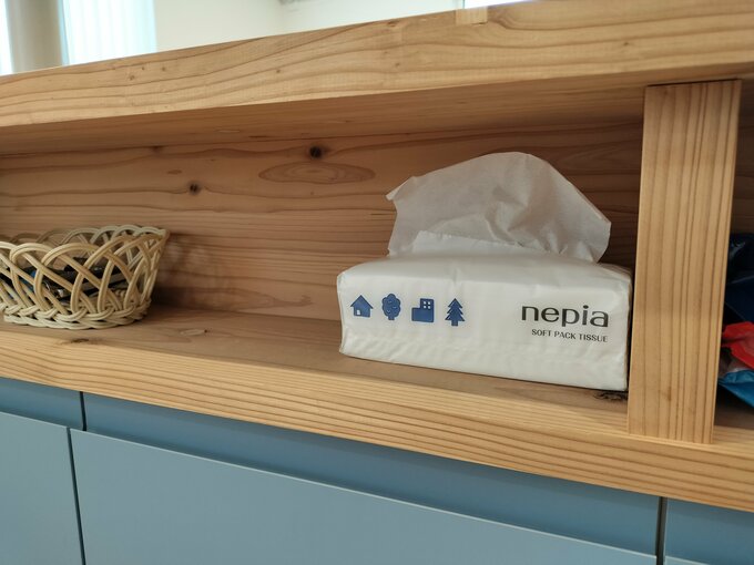 ティッシュを置いたニッチ収納