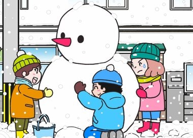 たっぷりの雪でつくる雪だるま。どこが違う？5つ見つけたらエラい＜間違い探し＞