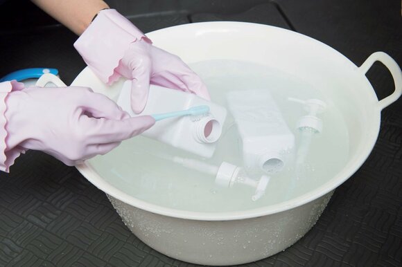 細かいものは、オケに入れても