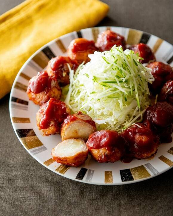 肉巻きの真ん中に野菜