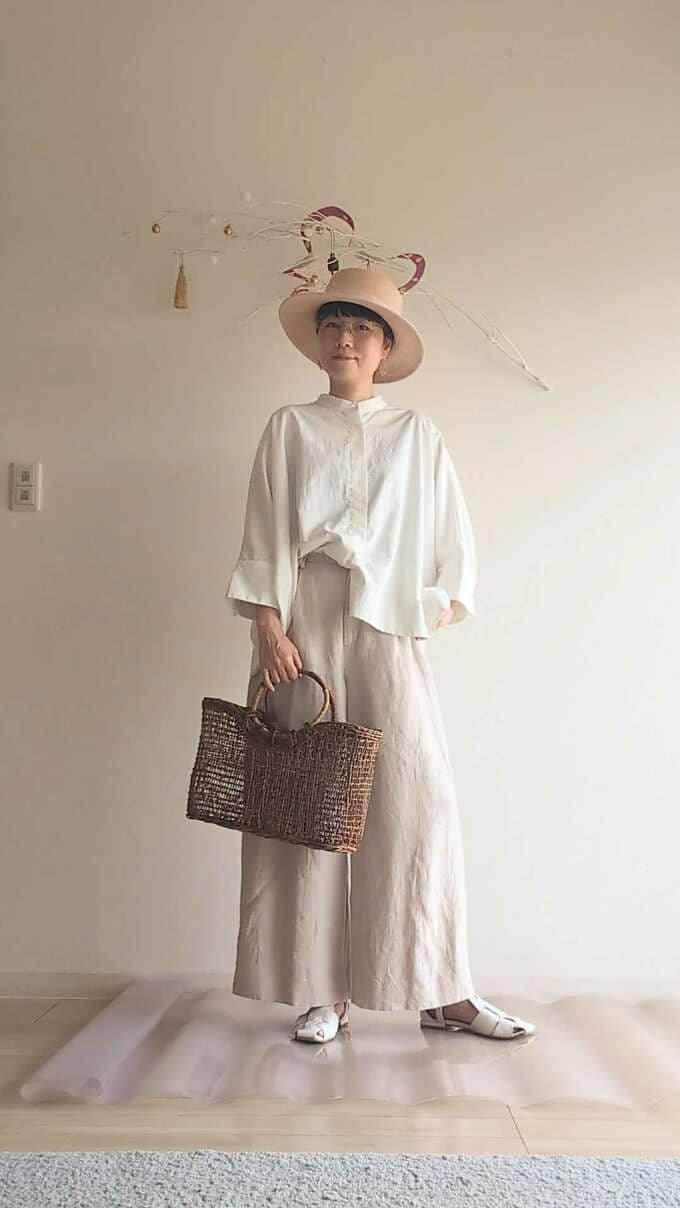 ハット×リネンパンツ
