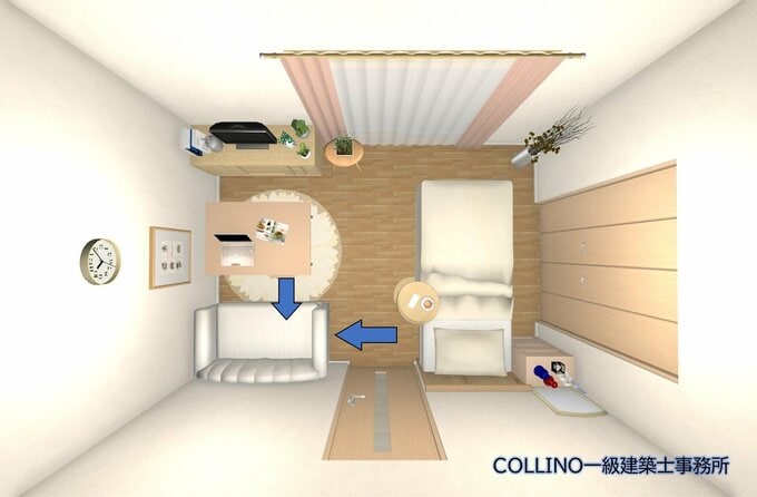 ヒジのあるソファ