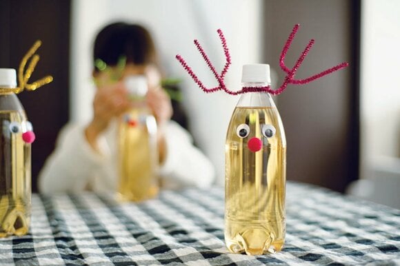 ペットボトルにシールで目印