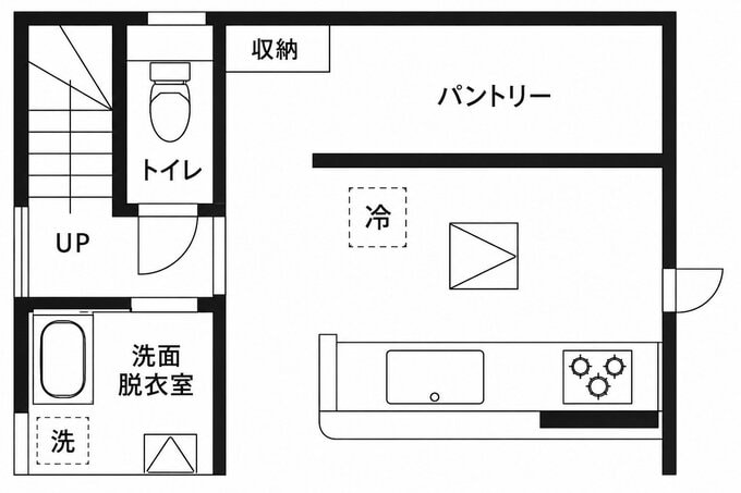 キッチンとパントリーの図面