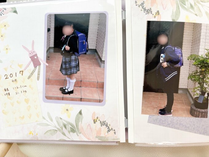 ランドセルを背負った1年生のときと6年生のときの写真