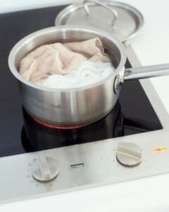 ふきんは煮沸消毒