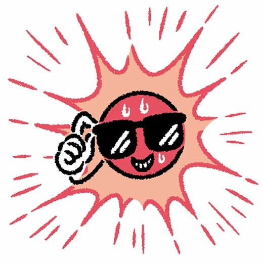 サングラスをかけた太陽のイラスト