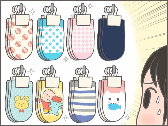 売り場でかわいい靴下に魅了され、結局、キュンとくるデザインのものを購入