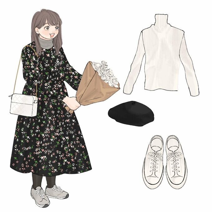 女性と着用アイテム