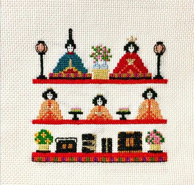 クロスステッチひな人形