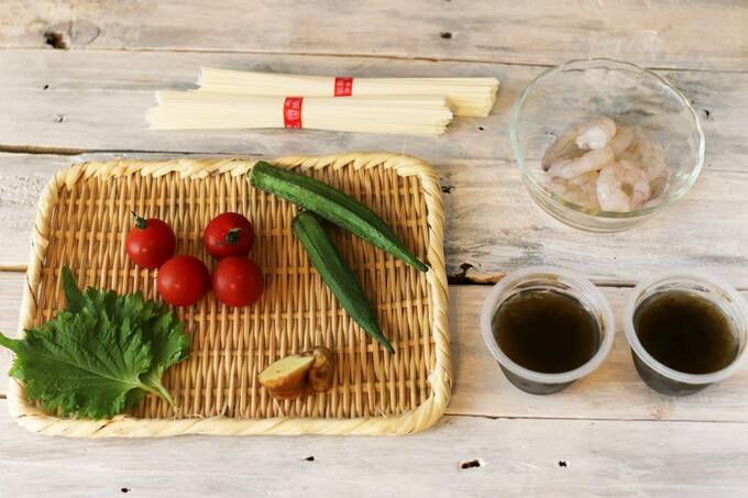 もずく酢のさっぱりアレンジそうめんの材料