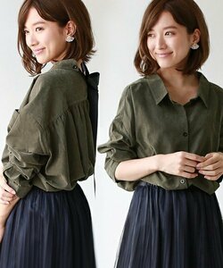 REAL CUBE バックリボンピーチスエードワイドブラウス