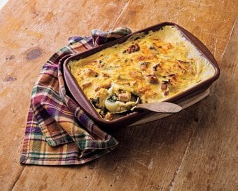 糖質オフの具材たっぷりグラタン。豆乳とおからパウダーを使用