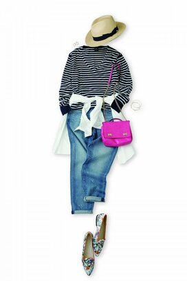 「鎖骨チラ見せ」できれいめに！ 大人のボーダー着こなし術