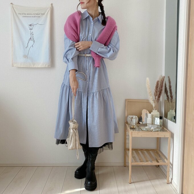 肩掛けやウエストマークで着やせ効果を狙う