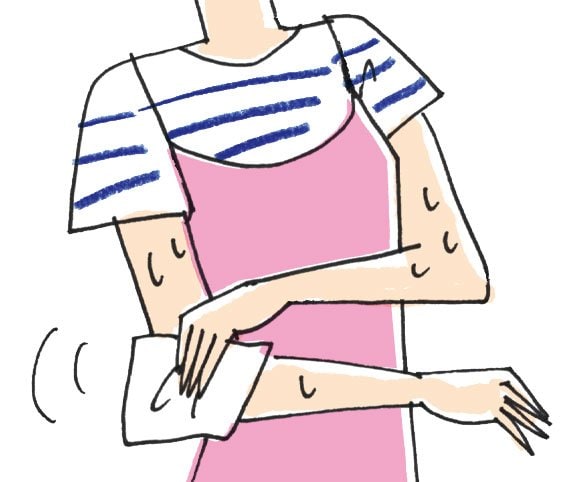 イラスト腕の汗ふき取り
