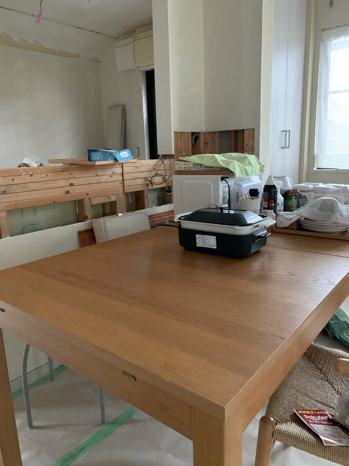 工事中に料理