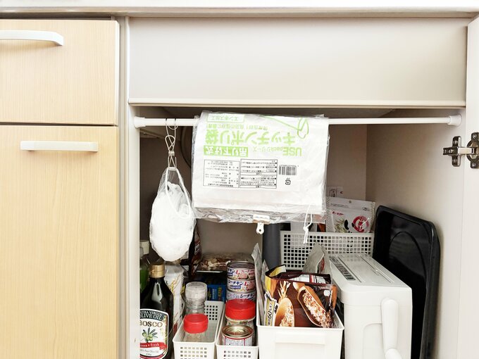 キッチンつっぱり棒収納