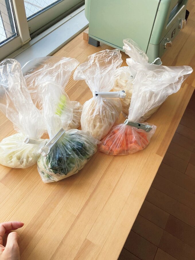 ビニールに野菜