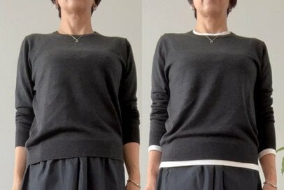 50代、ユニクロの「ソフトリブクルーネックT」に夢中。いつものニットがあか抜ける