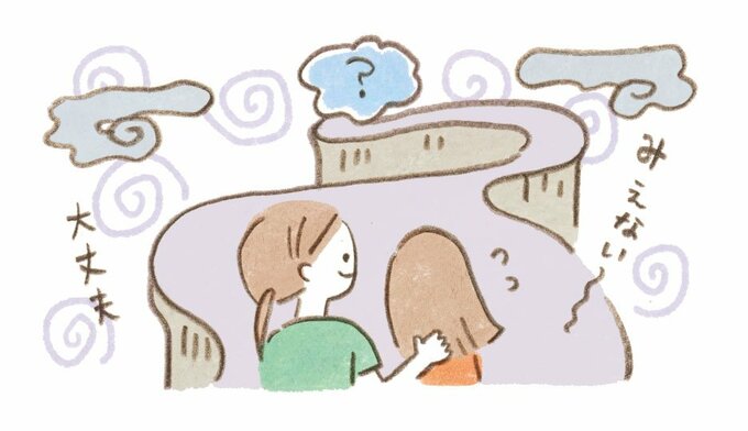 将来を不安に思うイラスト