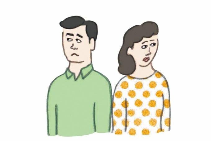 背を向けあう男女のイラスト