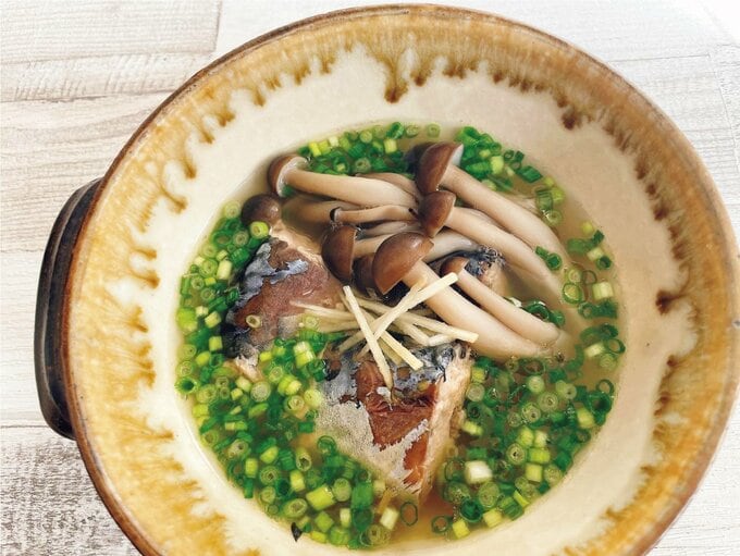 サバ缶とシメジのネギだくスープ