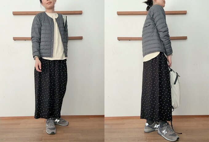 ボリュームのあるワイドパンツにもバランス◎
