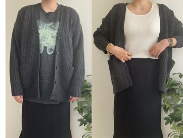 流行りの「ざっくりカーディガン」を着るコツ3つ。「なんか太って見える」を回避！