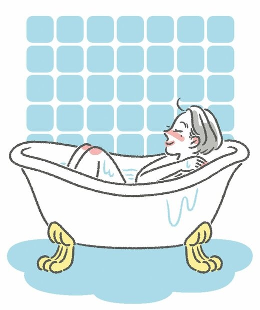お風呂に入っている女性のイラスト