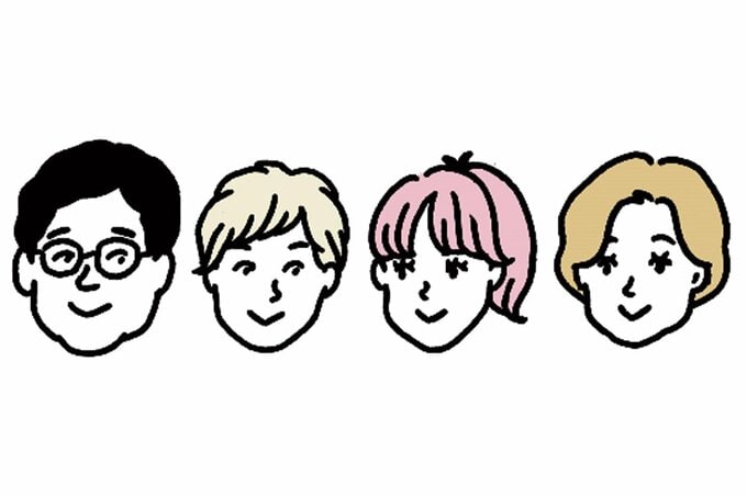 家族4人の顔のイラスト
